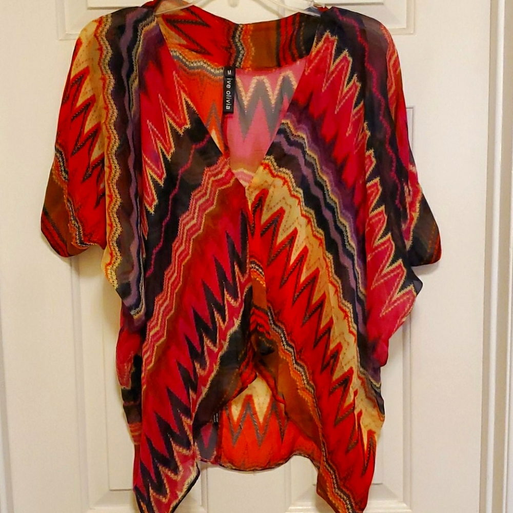 Olive Olivia 100% Silk Multi-Print Top
